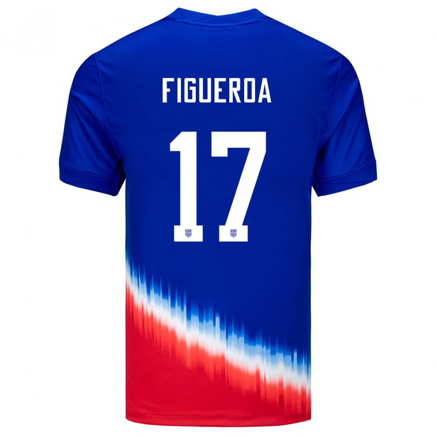 Mujer Camiseta Estados Unidos Keyrol Figueroa #17 Azul 2ª Equipación 24-26 La Camisa Chile