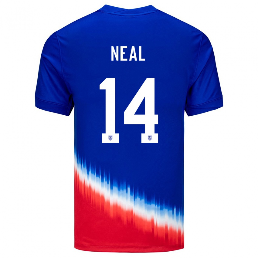 Mujer Camiseta Estados Unidos Jalen Neal #14 Azul 2ª Equipación 24-26 La Camisa Chile