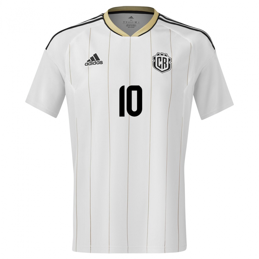 Mujer Camiseta Costa Rica Brandon Aguilera #10 Blanco 2ª Equipación 24-26 La Camisa Chile