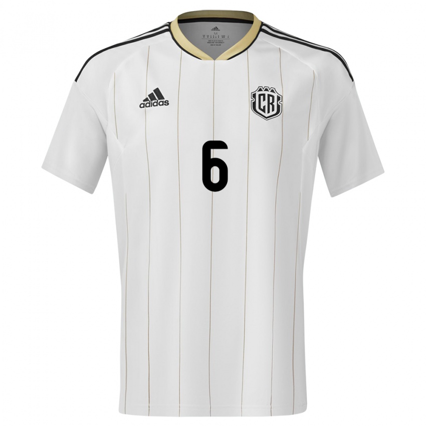 Mujer Camiseta Costa Rica Ricardo Pena #6 Blanco 2ª Equipación 24-26 La Camisa Chile