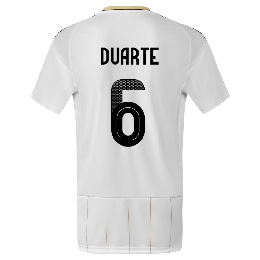 Mujer Camiseta Costa Rica Oscar Duarte #6 Blanco 2ª Equipación 24-26 La Camisa Chile