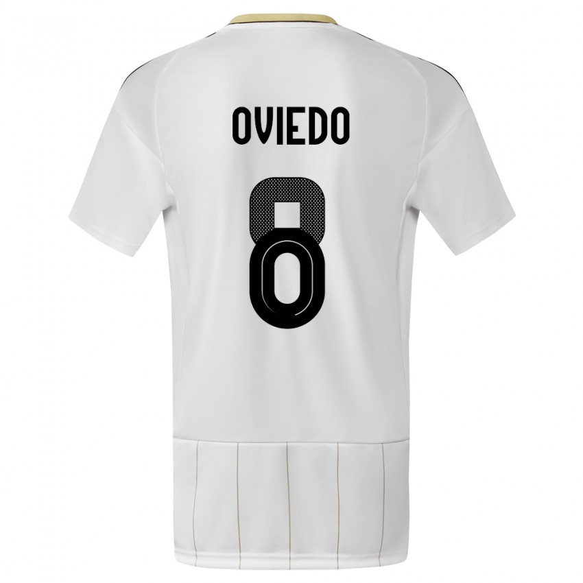 Mujer Camiseta Costa Rica Bryan Oviedo #8 Blanco 2ª Equipación 24-26 La Camisa Chile