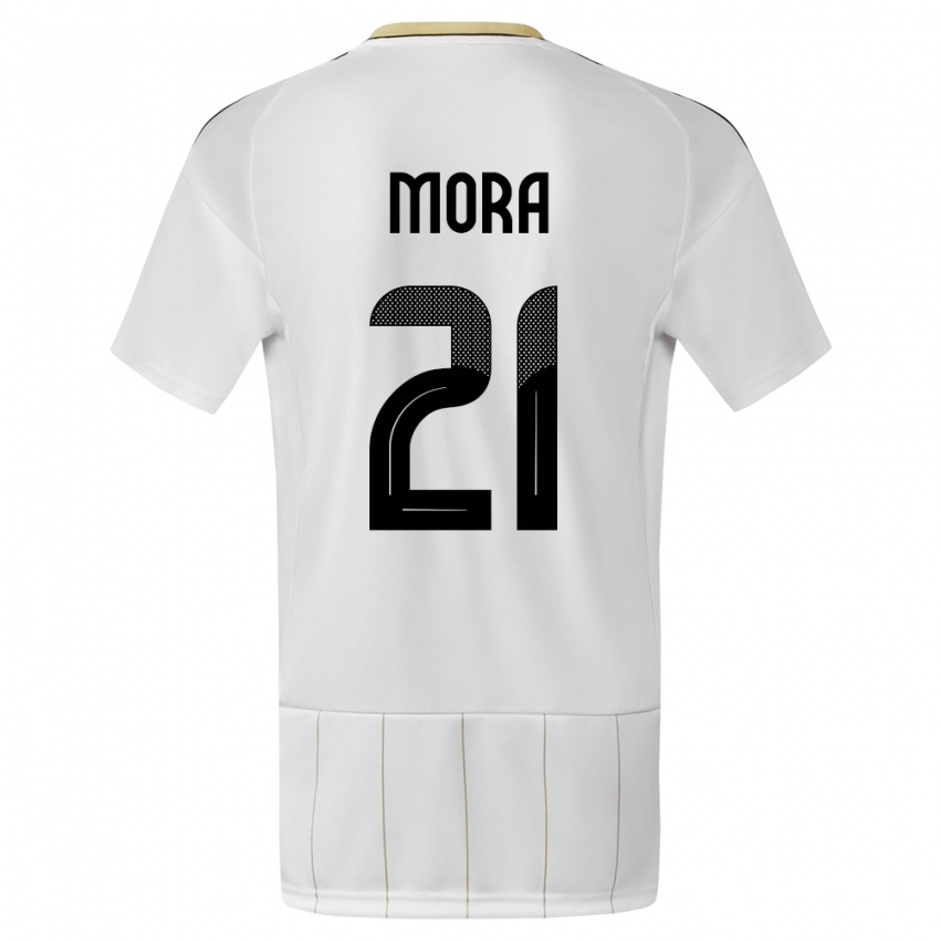 Mujer Camiseta Costa Rica Carlos Mora #21 Blanco 2ª Equipación 24-26 La Camisa Chile