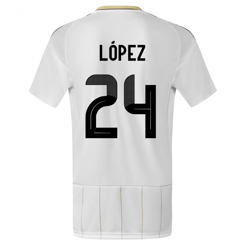 Mujer Camiseta Costa Rica Douglas Lopez #24 Blanco 2ª Equipación 24-26 La Camisa Chile