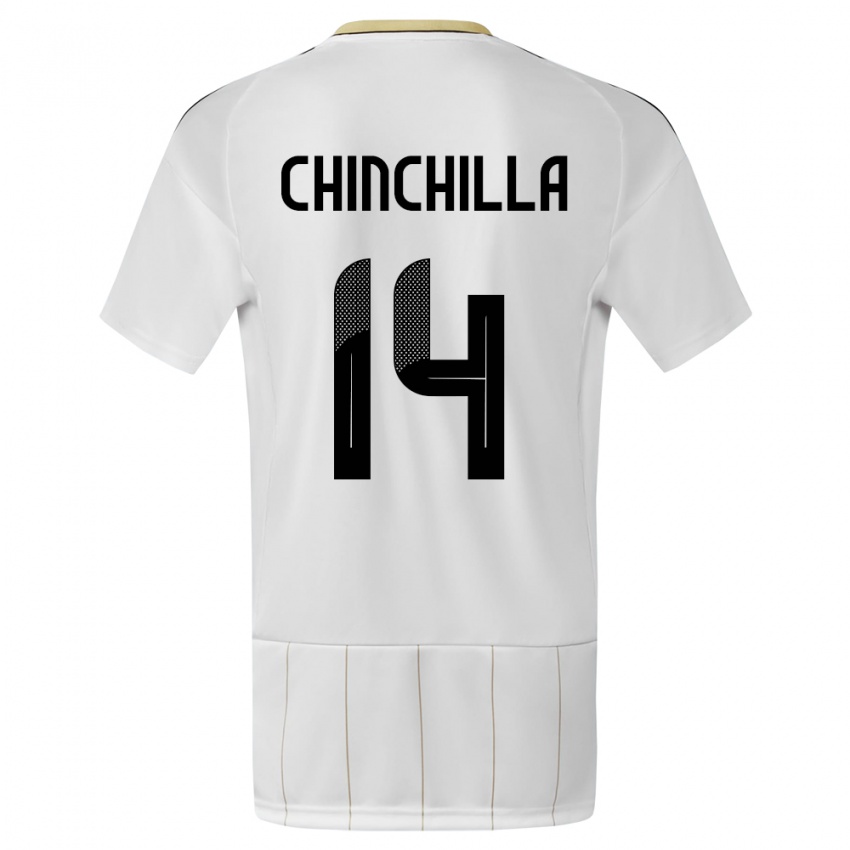 Mujer Camiseta Costa Rica Priscila Chinchilla #14 Blanco 2ª Equipación 24-26 La Camisa Chile