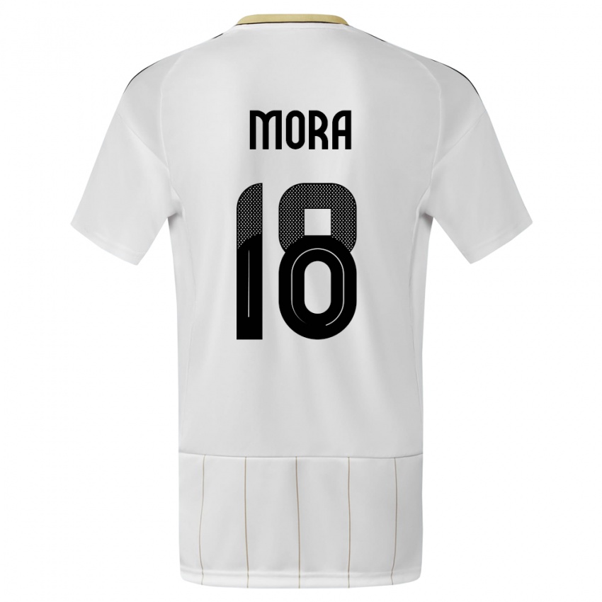 Mujer Camiseta Costa Rica Bayron Mora #18 Blanco 2ª Equipación 24-26 La Camisa Chile