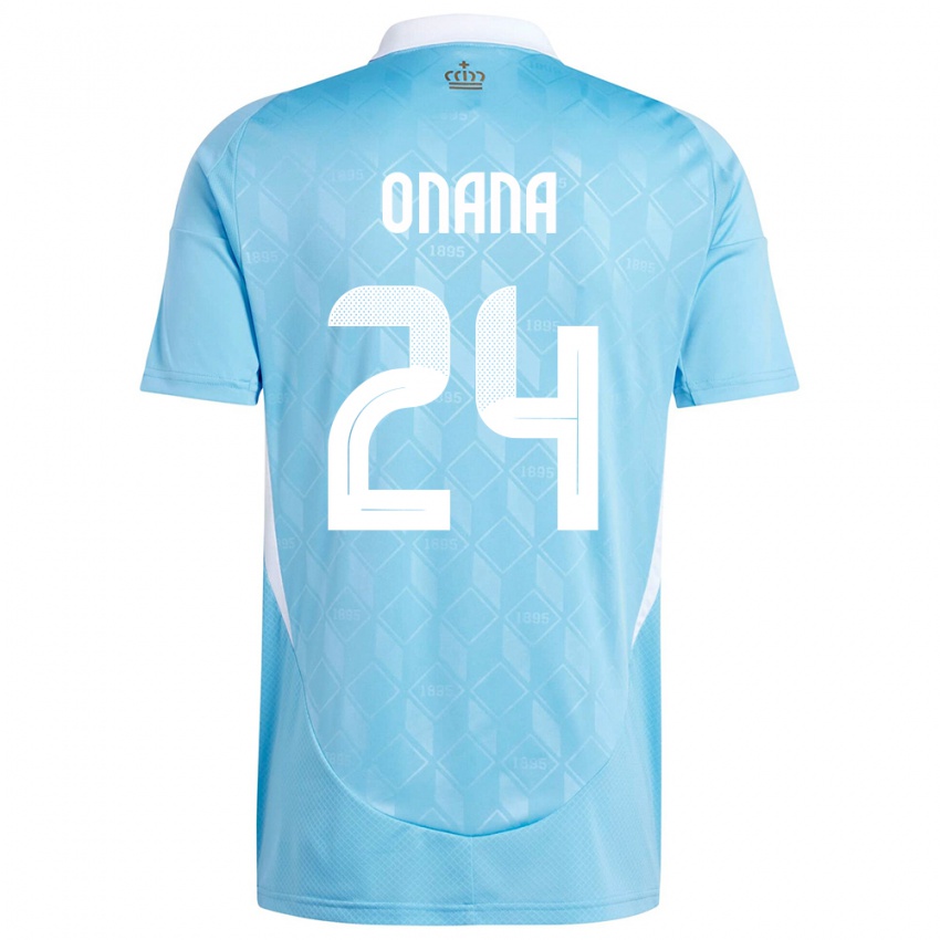 Mujer Camiseta Bélgica Amadou Onana #24 Azul 2ª Equipación 24-26 La Camisa Chile