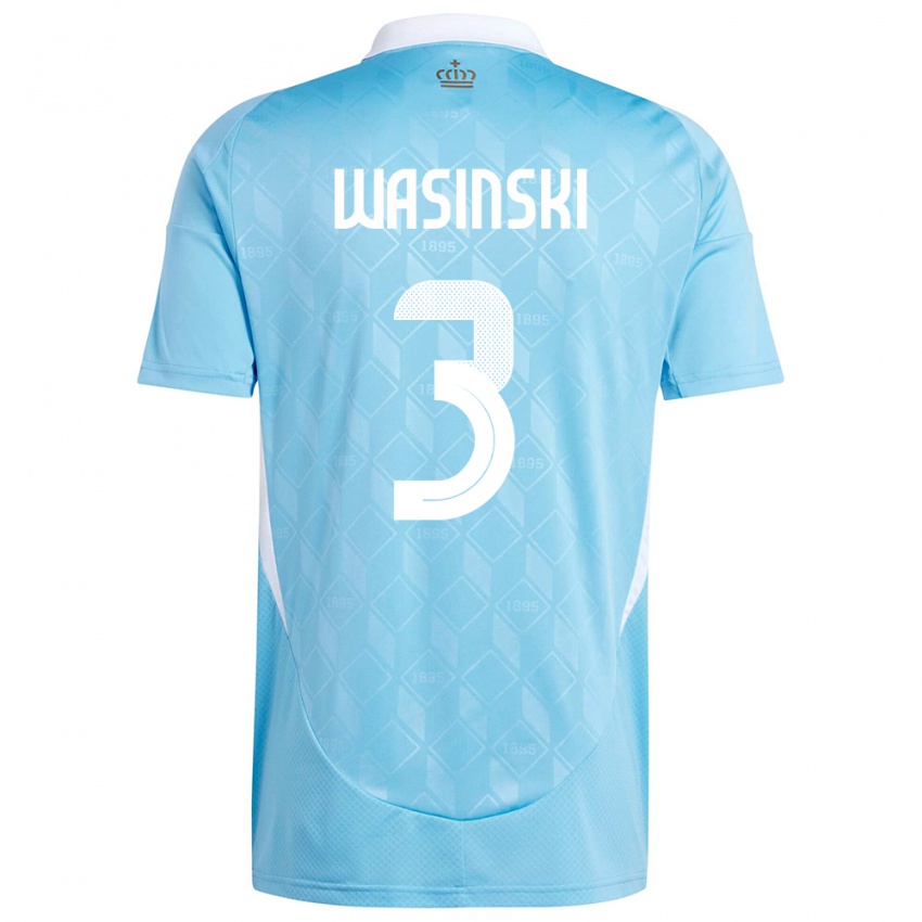 Mujer Camiseta Bélgica Martin Wasinski #3 Azul 2ª Equipación 24-26 La Camisa Chile