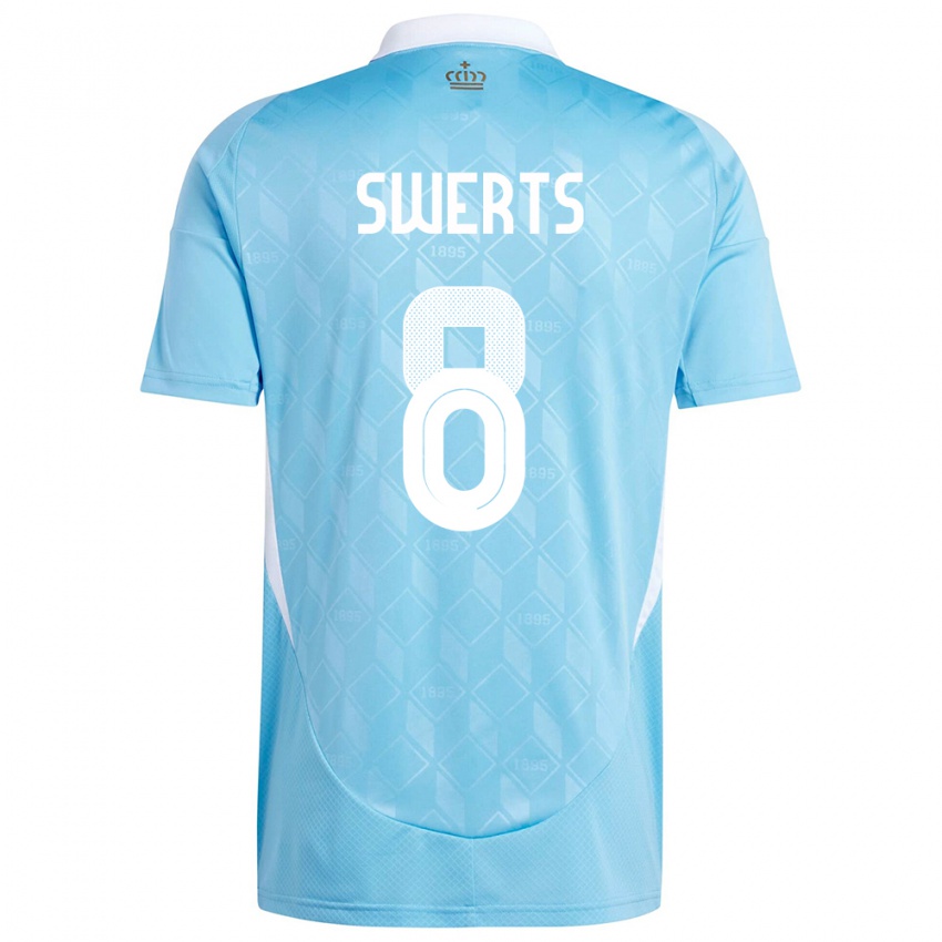 Mujer Camiseta Bélgica Maarten Swerts #8 Azul 2ª Equipación 24-26 La Camisa Chile