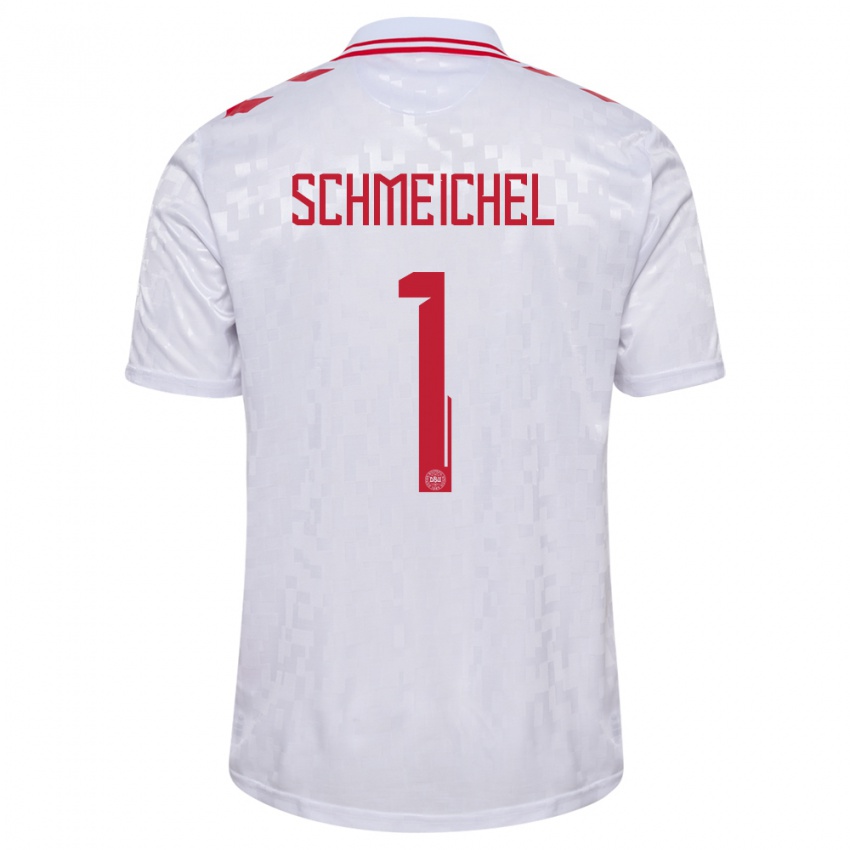 Mujer Camiseta Dinamarca Kasper Schmeichel #1 Blanco 2ª Equipación 24-26 La Camisa Chile