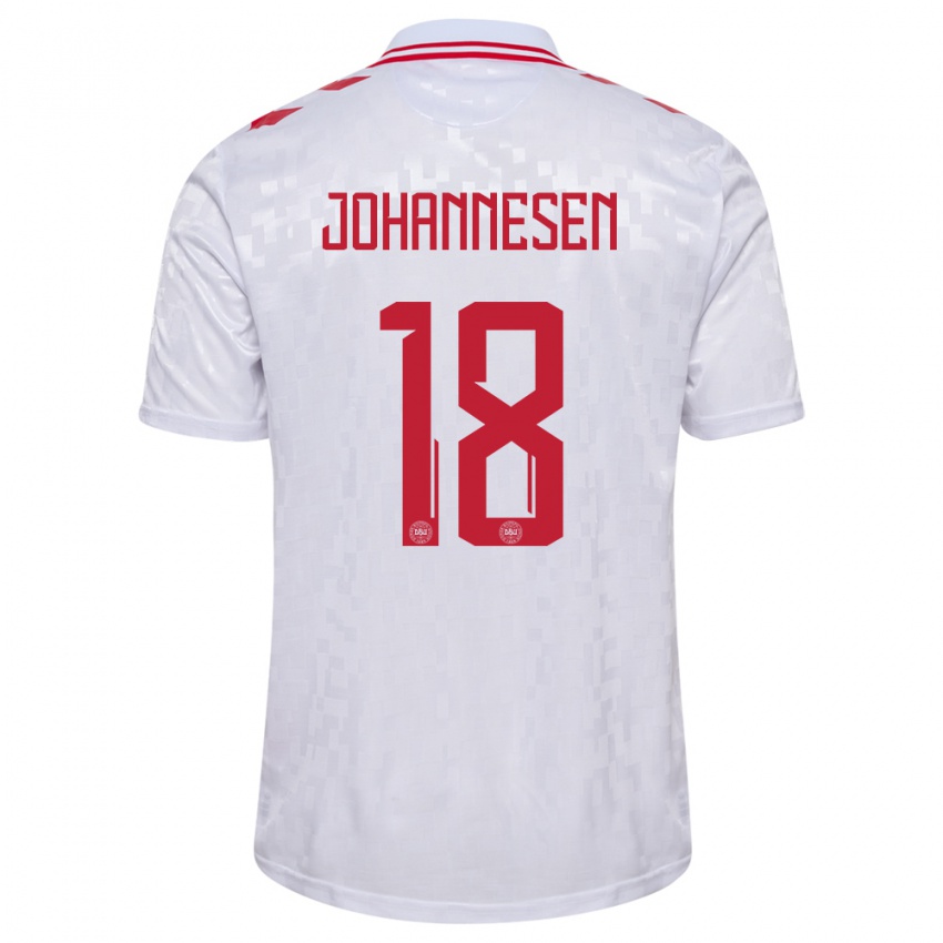 Mujer Camiseta Dinamarca Sofus Johannesen #18 Blanco 2ª Equipación 24-26 La Camisa Chile