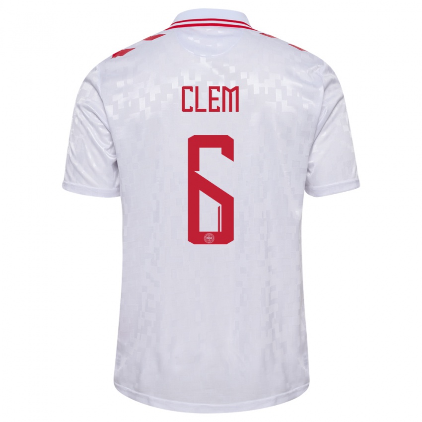 Mujer Camiseta Dinamarca William Clem #6 Blanco 2ª Equipación 24-26 La Camisa Chile