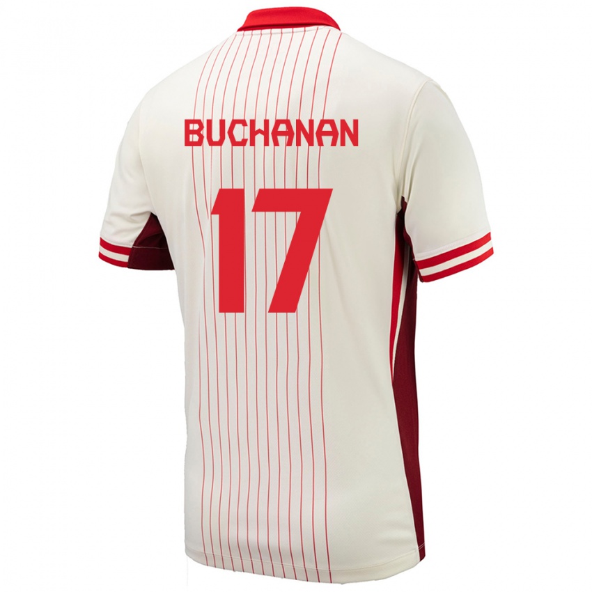 Mujer Camiseta Canadá Tajon Buchanan #17 Blanco 2ª Equipación 24-26 La Camisa Chile