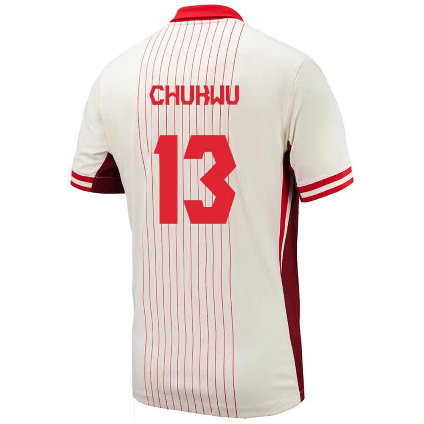 Mujer Camiseta Canadá Richard Chukwu #13 Blanco 2ª Equipación 24-26 La Camisa Chile