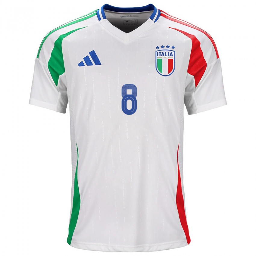 Mujer Camiseta Italia Luca Di Maggio #8 Blanco 2ª Equipación 24-26 La Camisa Chile