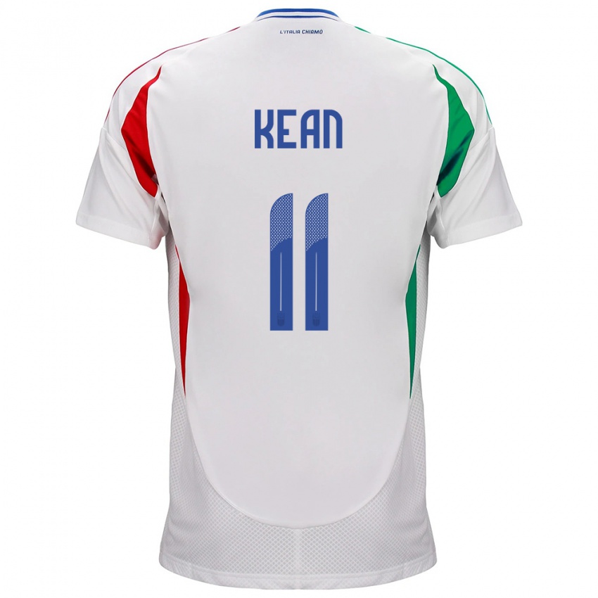 Mujer Camiseta Italia Moise Kean #11 Blanco 2ª Equipación 24-26 La Camisa Chile