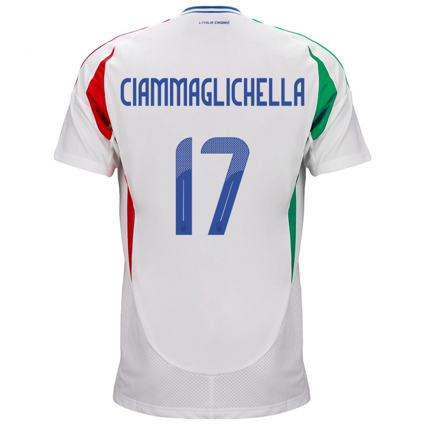 Mujer Camiseta Italia Aaron Ciammaglichella #17 Blanco 2ª Equipación 24-26 La Camisa Chile