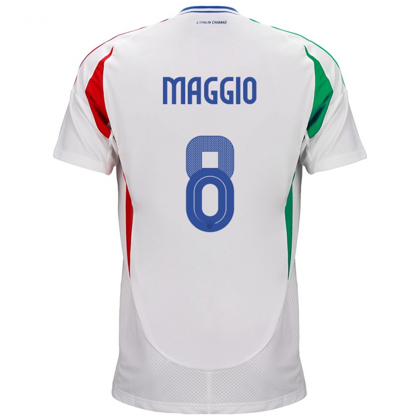 Mujer Camiseta Italia Luca Di Maggio #8 Blanco 2ª Equipación 24-26 La Camisa Chile