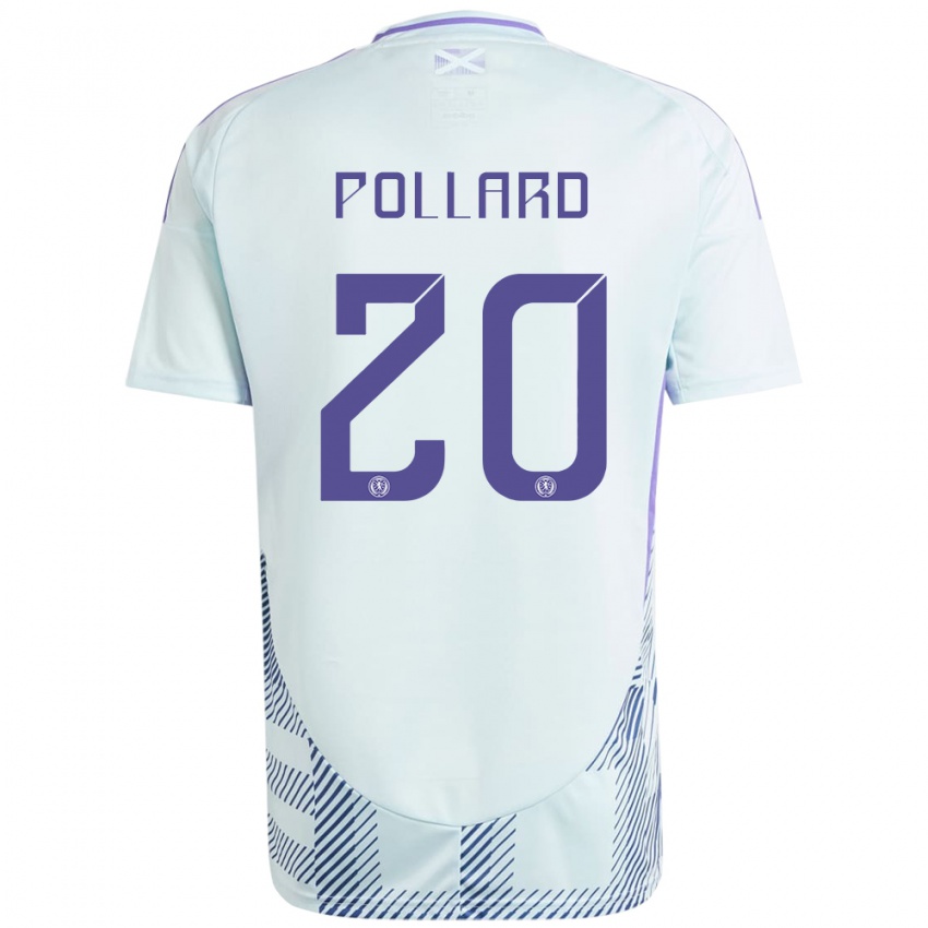 Mujer Camiseta Escocia Lancelot Pollard #20 Azul Menta Claro 2ª Equipación 24-26 La Camisa Chile