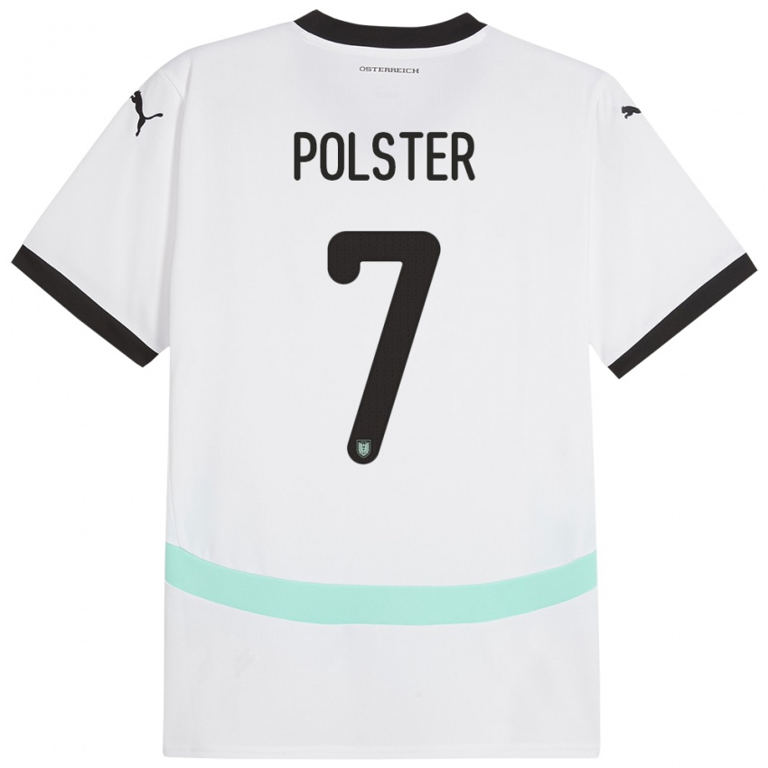 Mujer Camiseta Austria Manuel Polster #7 Blanco 2ª Equipación 24-26 La Camisa Chile