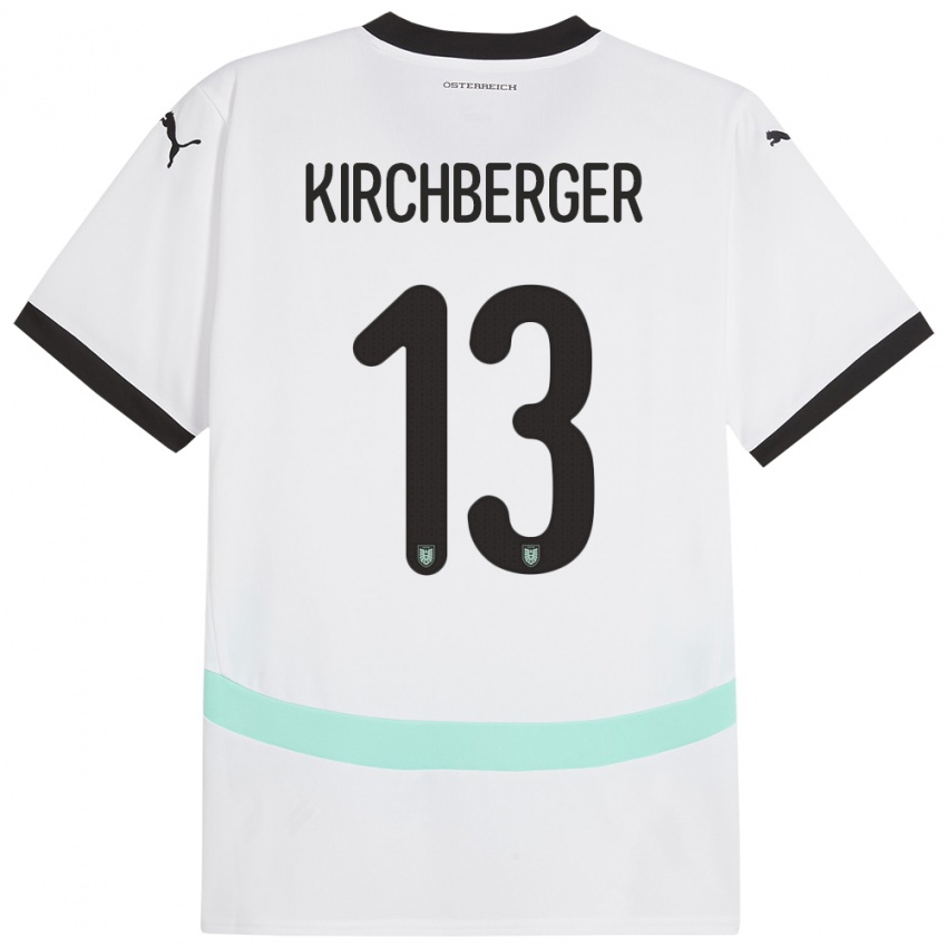Mujer Camiseta Austria Virginia Kirchberger #13 Blanco 2ª Equipación 24-26 La Camisa Chile