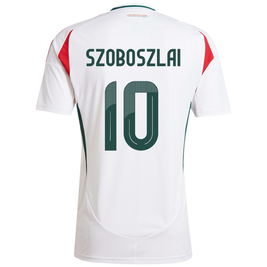 Mujer Camiseta Hungría Dominik Szoboszlai #10 Blanco 2ª Equipación 24-26 La Camisa Chile