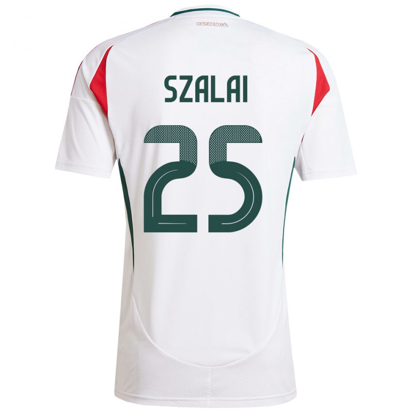Mujer Camiseta Hungría Gábor Szalai #25 Blanco 2ª Equipación 24-26 La Camisa Chile