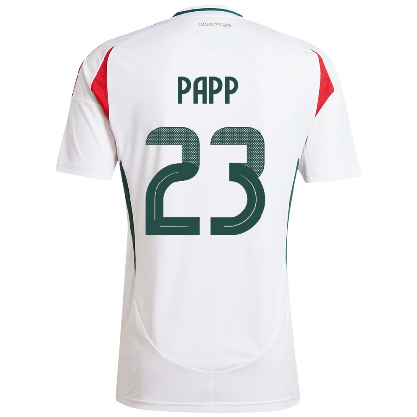 Mujer Camiseta Hungría Luca Papp #23 Blanco 2ª Equipación 24-26 La Camisa Chile
