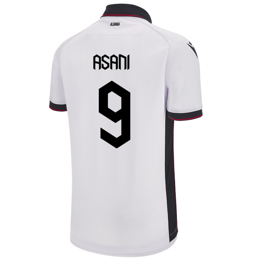 Mujer Camiseta Albania Jasir Asani #9 Blanco 2ª Equipación 24-26 La Camisa Chile
