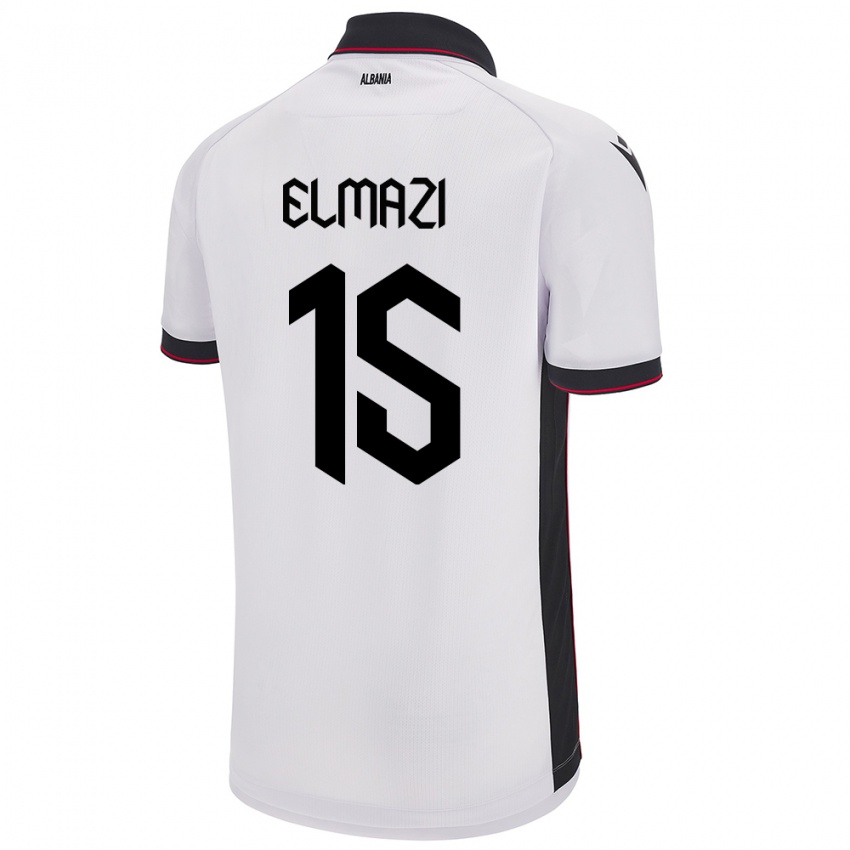 Mujer Camiseta Albania Enea Elmazi #15 Blanco 2ª Equipación 24-26 La Camisa Chile