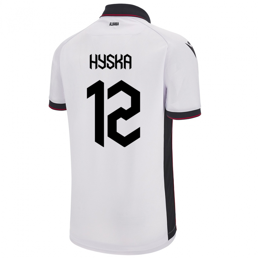 Mujer Camiseta Albania Antigona Hyska #12 Blanco 2ª Equipación 24-26 La Camisa Chile