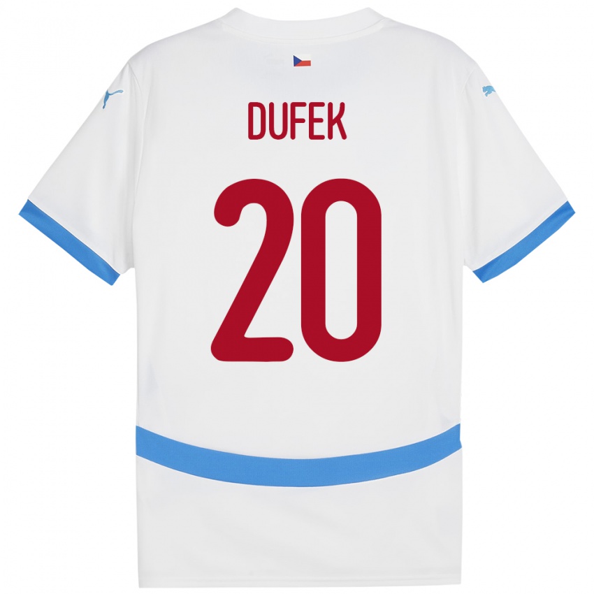 Mujer Camiseta Chequia Jakub Dufek #20 Blanco 2ª Equipación 24-26 La Camisa Chile