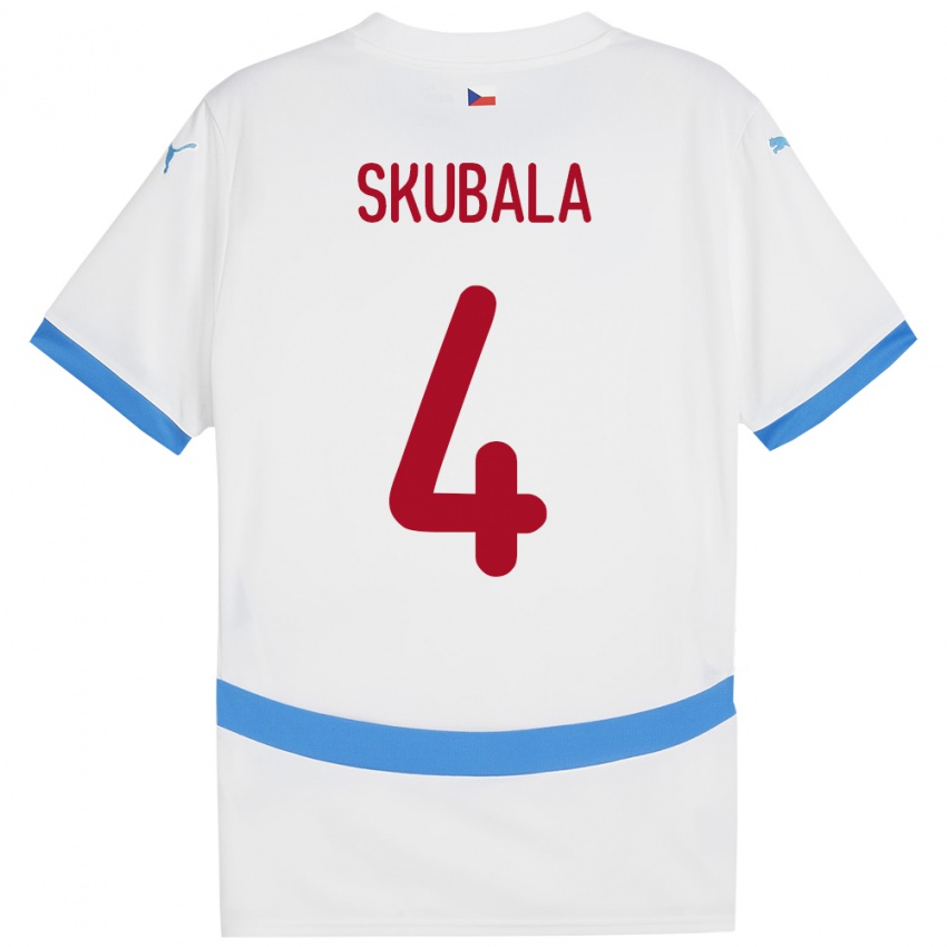 Mujer Camiseta Chequia Tomas Skubala #4 Blanco 2ª Equipación 24-26 La Camisa Chile