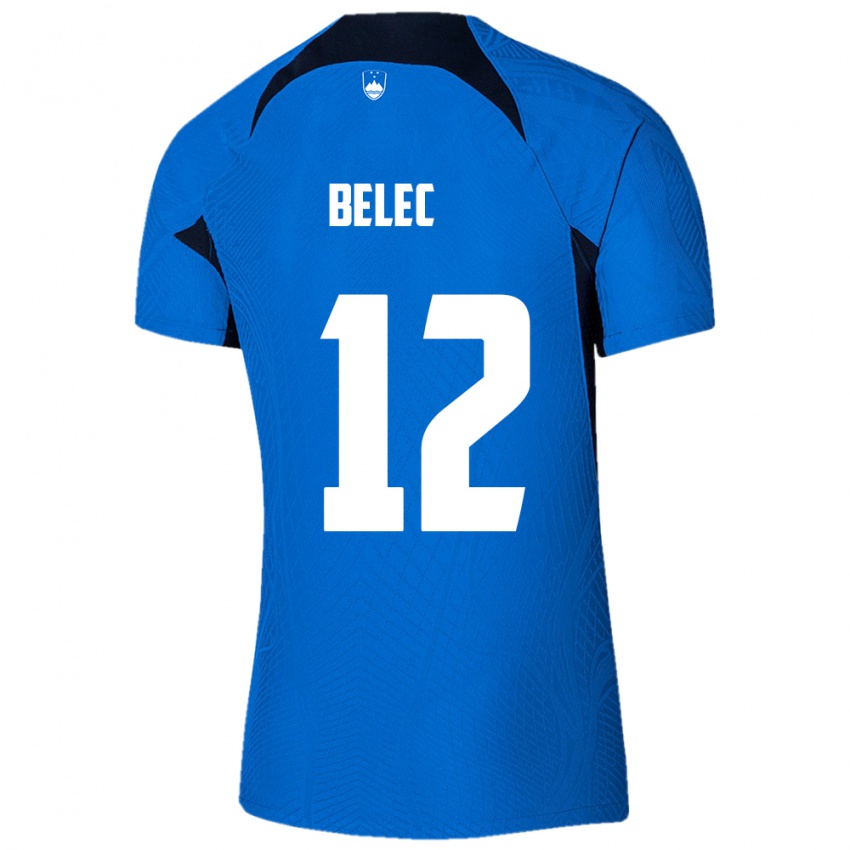 Mujer Camiseta Eslovenia Vid Belec #12 Azul 2ª Equipación 24-26 La Camisa Chile