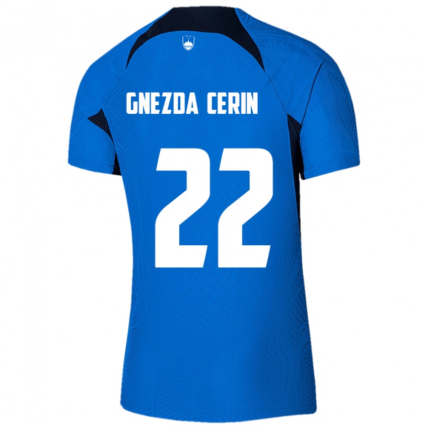 Mujer Camiseta Eslovenia Adam Gnezda Cerin #22 Azul 2ª Equipación 24-26 La Camisa Chile