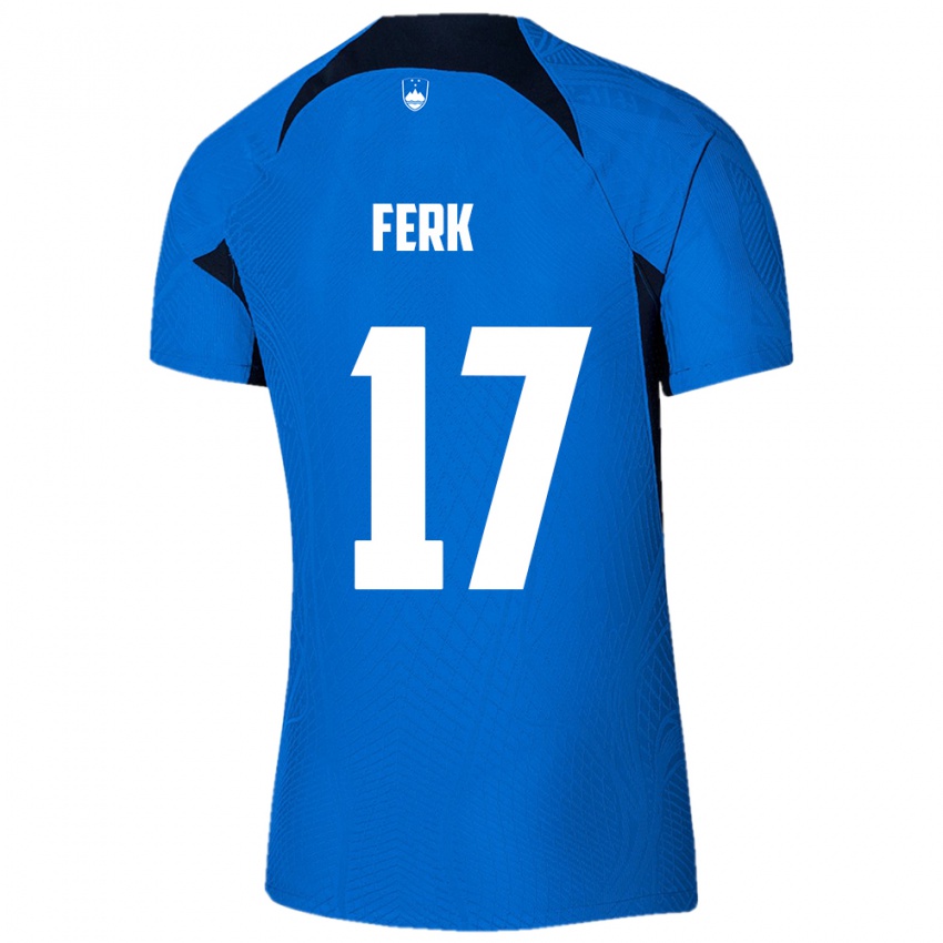 Mujer Camiseta Eslovenia Matic Ferk #17 Azul 2ª Equipación 24-26 La Camisa Chile