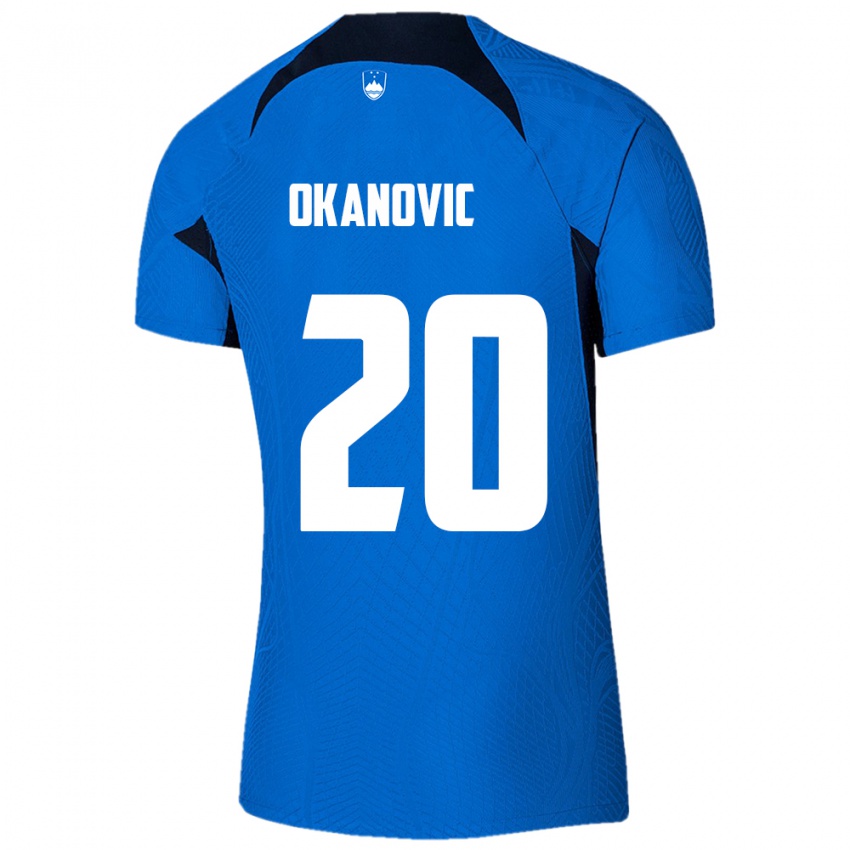 Mujer Camiseta Eslovenia Deen Okanovic #20 Azul 2ª Equipación 24-26 La Camisa Chile