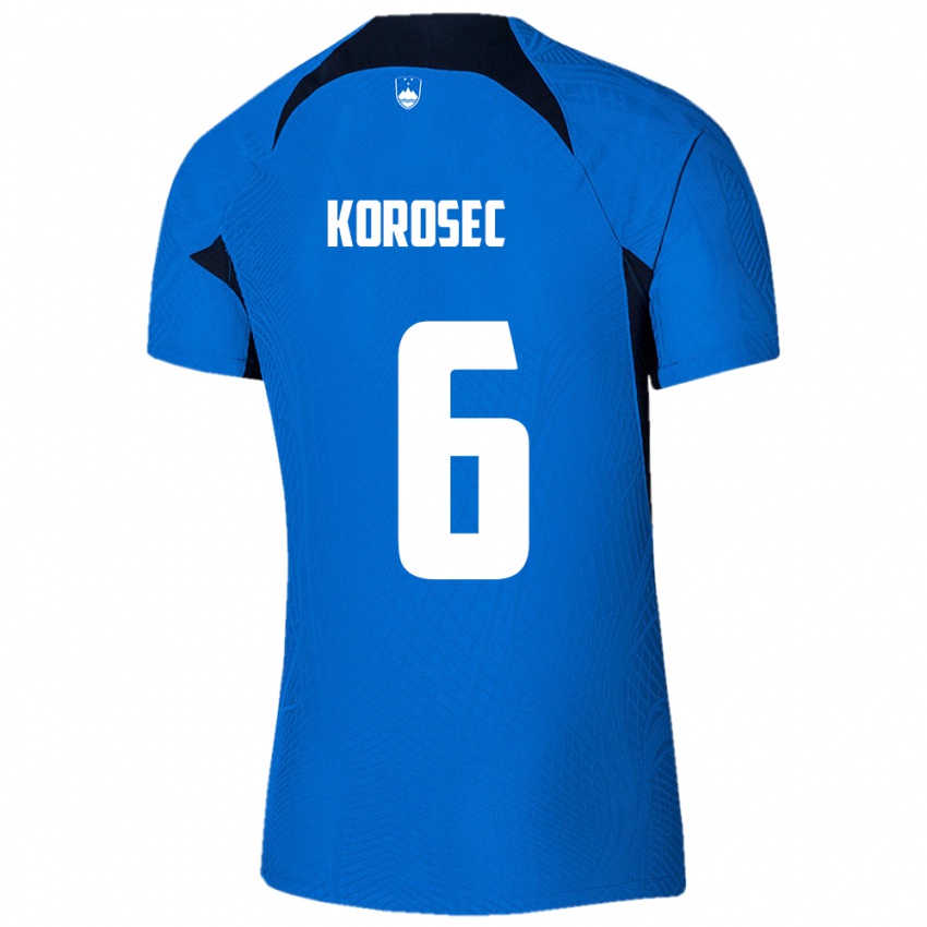 Mujer Camiseta Eslovenia Kaja Korošec #6 Azul 2ª Equipación 24-26 La Camisa Chile