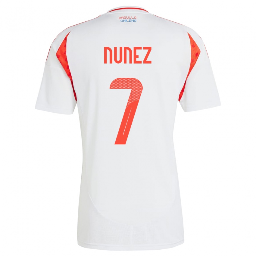 Mujer Camiseta Chile Marcelino Núñez #7 Blanco 2ª Equipación 24-26 La Camisa Chile