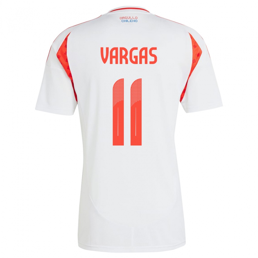 Mujer Camiseta Chile Eduardo Vargas #11 Blanco 2ª Equipación 24-26 La Camisa Chile