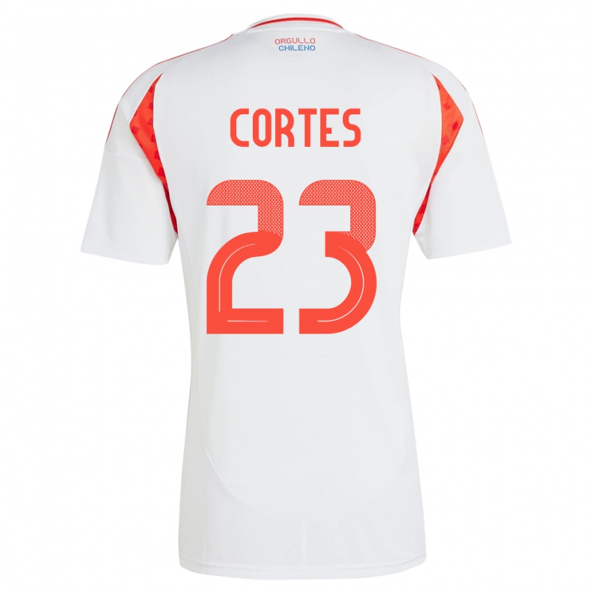 Mujer Camiseta Chile Brayan Cortés #23 Blanco 2ª Equipación 24-26 La Camisa Chile