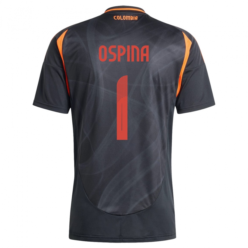 Mujer Camiseta Colombia David Ospina #1 Negro 2ª Equipación 24-26 La Camisa Chile