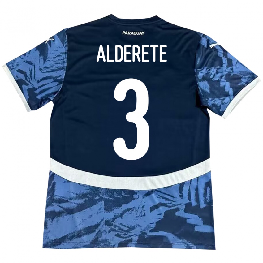 Mujer Camiseta Paraguay Omar Alderete #3 Azul 2ª Equipación 24-26 La Camisa Chile