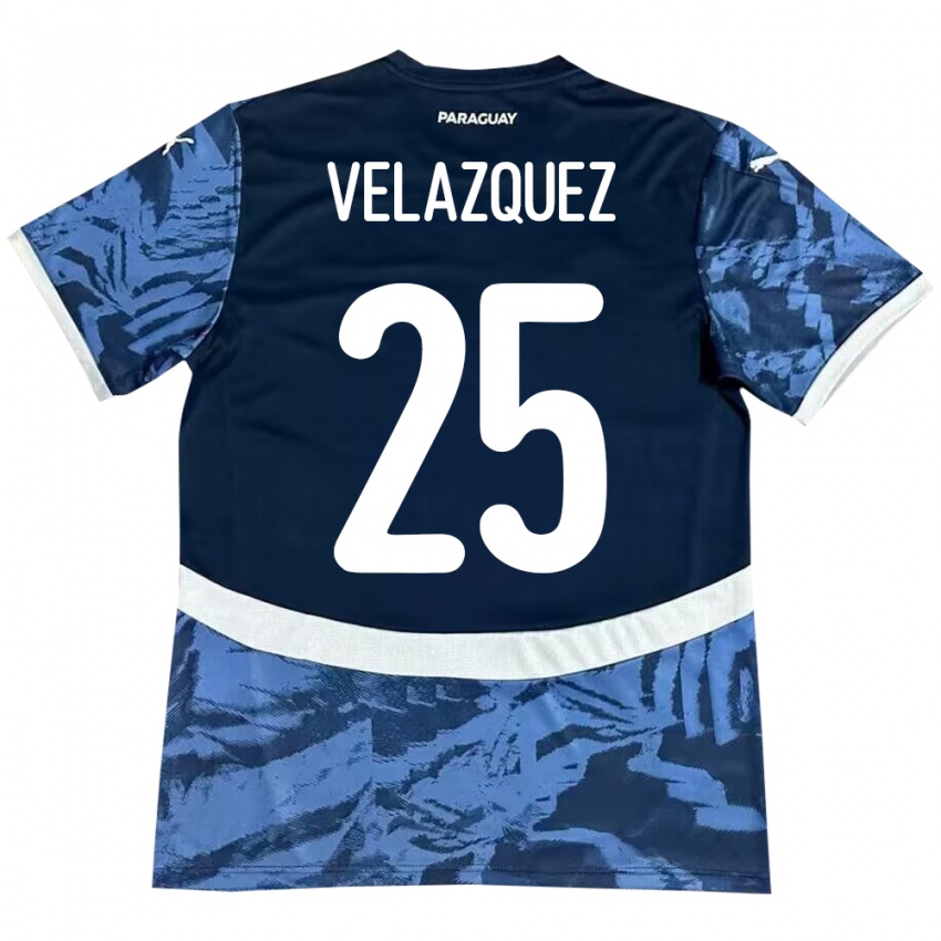 Mujer Camiseta Paraguay Gustavo Velázquez #25 Azul 2ª Equipación 24-26 La Camisa Chile