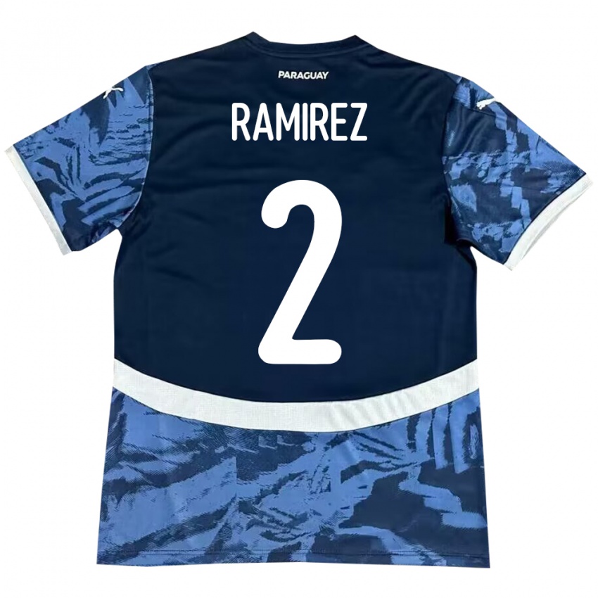 Mujer Camiseta Paraguay Iván Ramírez #2 Azul 2ª Equipación 24-26 La Camisa Chile
