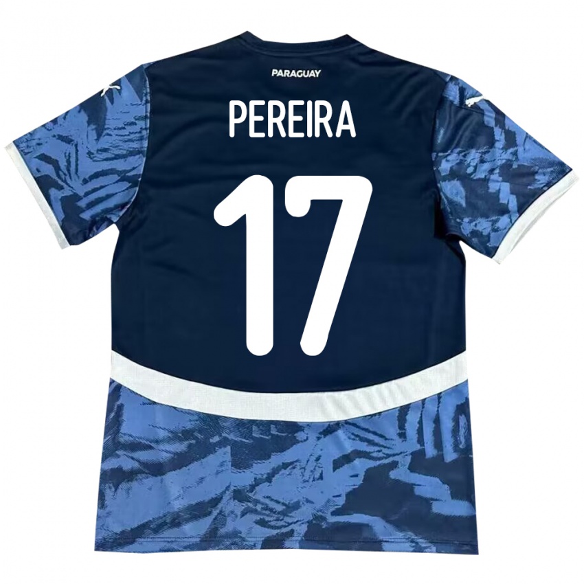 Mujer Camiseta Paraguay Kevin Pereira #17 Azul 2ª Equipación 24-26 La Camisa Chile