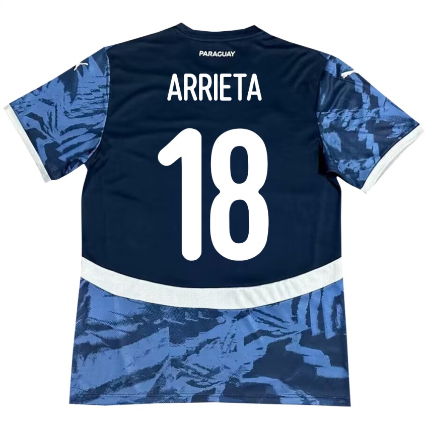 Mujer Camiseta Paraguay Camila Arrieta #18 Azul 2ª Equipación 24-26 La Camisa Chile