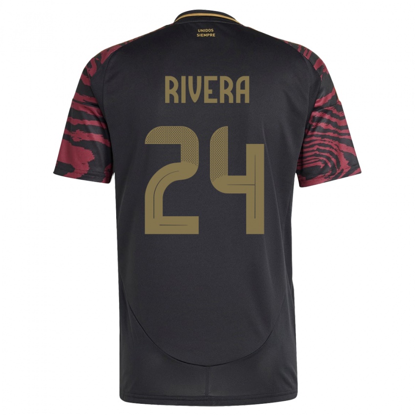 Mujer Camiseta Perú José Rivera #24 Negro 2ª Equipación 24-26 La Camisa Chile