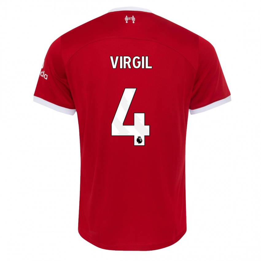 Niño Camiseta Virgil Van Dijk #4 Rojo 1ª Equipación 2023/24 La Camisa Chile