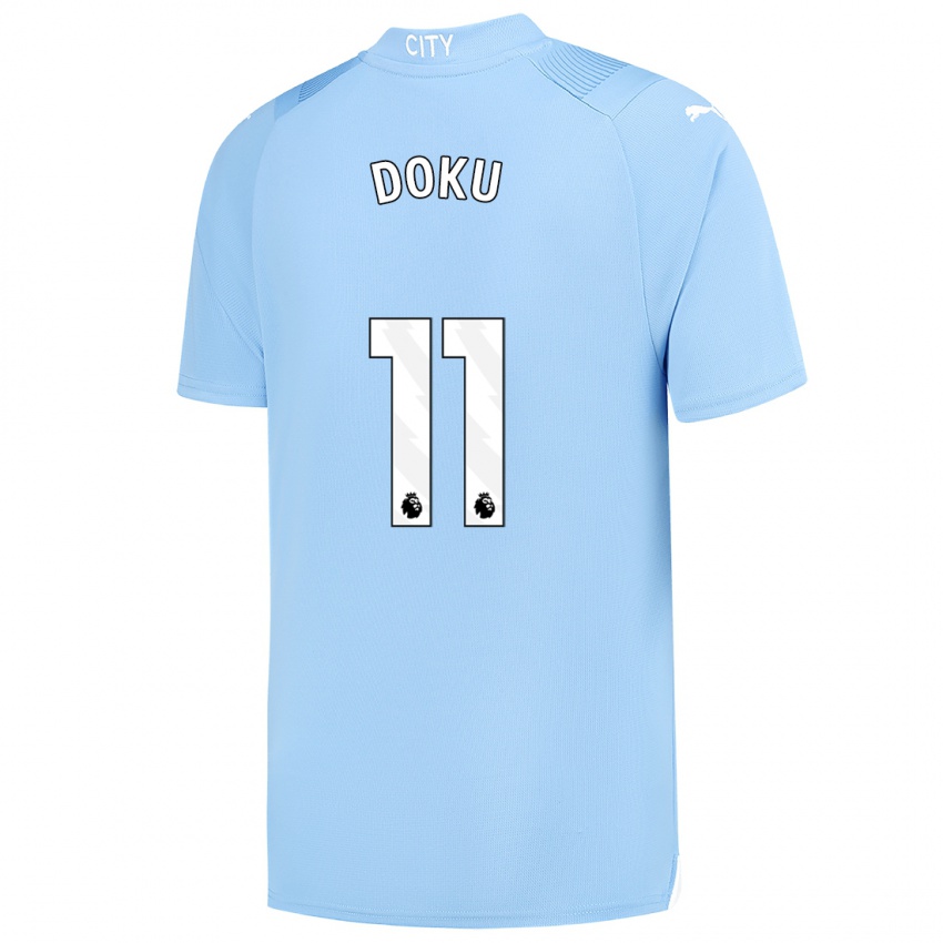 Niño Camiseta Jérémy Doku #11 Azul Claro 1ª Equipación 2023/24 La Camisa Chile